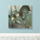 Toile Abstrait Olive Sage Green Grey Fractal Art Imagina (Insitu (Plancher de Bois))