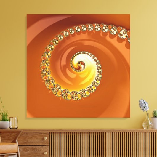 Toile Abstrait or Orange Dégradé Spiral Fractal (Insitu(Salon))