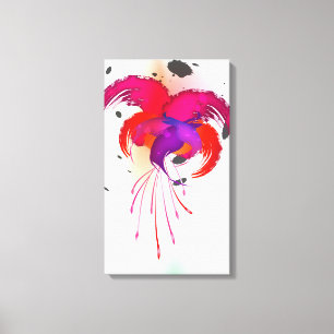 Toile Abstrait Paint Splatter Fuchsia
