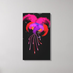 Toile Abstrait Paint Splatter Fuchsia sur noir