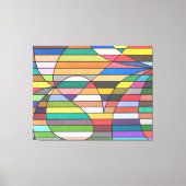 Toile Abstrait rayé multicolore avec géométrie incurvée (Recto)
