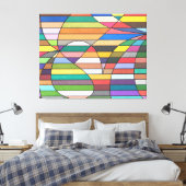Toile Abstrait rayé multicolore avec géométrie incurvée (Insitu(Chambre))