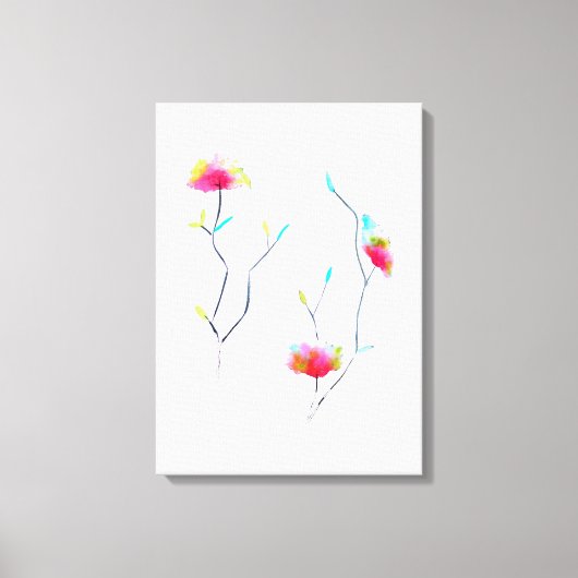 Toile Abstrait rose d'inspiration japonaise florale simp (Recto)