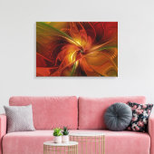 Toile Abstrait Rouge Orange Brown Vert Fractal Art Flowe (Insitu(Salon))