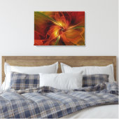 Toile Abstrait Rouge Orange Brown Vert Fractal Art Flowe (Insitu(Chambre))