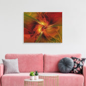 Toile Abstrait Rouge Orange Brown Vert Fractal Art Flowe (Insitu(Salon))