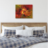 Toile Abstrait Rouge Orange Brown Vert Fractal Art Flowe (Insitu(Chambre))