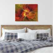 Toile Abstrait Rouge Orange Brown Vert Fractal Art Flowe (Insitu(Chambre))