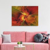 Toile Abstrait Rouge Orange Brown Vert Fractal Art Flowe (Insitu(Salon))