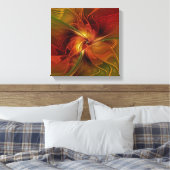 Toile Abstrait Rouge Orange Brown Vert Fractal Art Flowe (Insitu(Chambre))