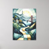 Toile Abstrait San Francisco Skyline géométrique, Golden (Recto)