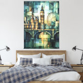 Toile Abstrait Skyline de Londres géométrique avec Big B (Insitu(Chambre))