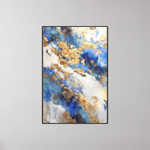 Toile Abstrait Veine de Ciel Bleu et Or