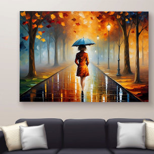 Toile Abstrait Vibrant automne Feuilles d'automne Rainy 