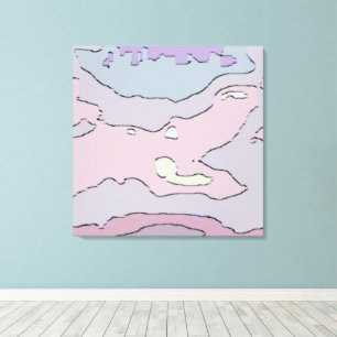 Toile abstraite aux tons pastel oniriques Rose t