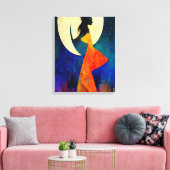 Toile Abstraite Beach Girl avec Pleine lune (Insitu(Salon))