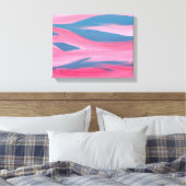 Toile Abstraite bleu rose coucher de soleil Peintu (Insitu(Chambre))