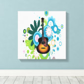 Toile Abstraite enveloppée de guitare (Insitu (Plancher de Bois))