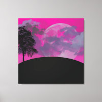 Toile Abstraite Enveloppée Lune Crimson Impression