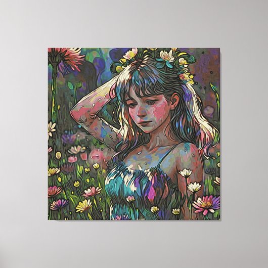 Toile *~ Abstraite Fleur sauvage Fille Fleur Field AP56 (Recto)
