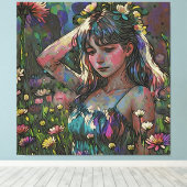 Toile *~ Abstraite Fleur sauvage Fille Fleur Field AP56 (Insitu (Plancher de Bois))