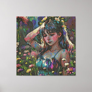 Toile *~ Abstraite Fleur sauvage Fille Fleur Field AP56