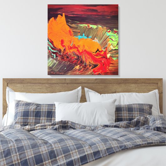Toile Abstraite "Orange Burst" (Insitu(Chambre))