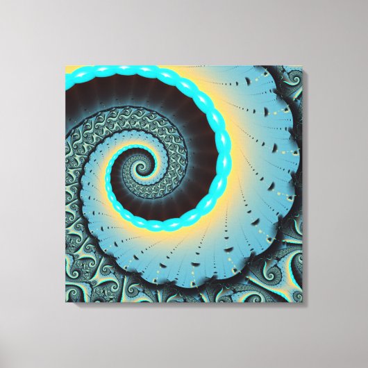 Toile Abstraite spirale d'art fractal bleu turquoise ora (Recto)
