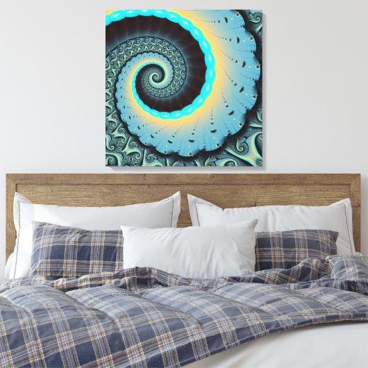 Toile Abstraite spirale d'art fractal bleu turquoise ora (Insitu(Chambre))