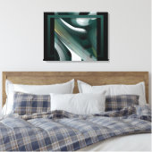 Toile abstraite tendance 24x18" Noir Blanc Vert (Insitu(Chambre))