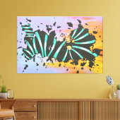 Toile abstraite turquoise et coucher de soleil (Insitu(Salon))