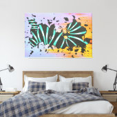Toile abstraite turquoise et coucher de soleil (Insitu(Chambre))