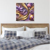 Toile abstraite violette et dorée complexe (Insitu(Chambre))