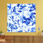 Toile Abstraits Feuilles bleu et blanc (Insitu(Salon))