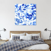 Toile Abstraits Feuilles bleu et blanc (Insitu(Chambre))
