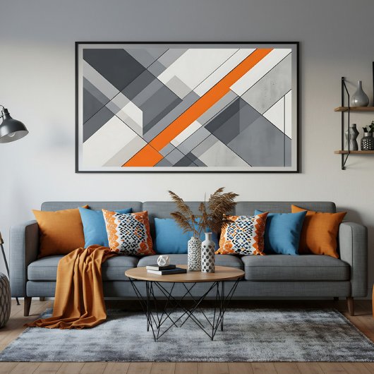 Toile Accent Orange Abstrait Moderne