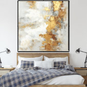 Toile Accents dorés sur l'art abstrait à texture blanche (Insitu(Chambre))