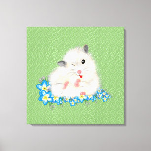 Toile Accessoires hamster syrien blanc mignon, polka ver