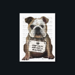 Toile Accrochez un Bulldog<br><div class="desc">Accrochez un Bulldog par FabFunky. Doté d'un joli bulldog portant une enseigne "Keep Calm and Huge a Bulldog". | 190009D</div>