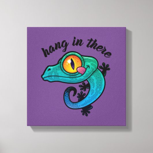 Toile Accrochez-Vous Là Gecko Coloré (Recto)