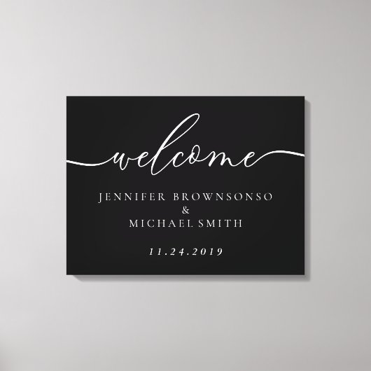 Toile Accueil Mariage simple Noir moderne (Recto)