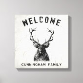 Toile Accueil Rustique Noir Blanc Cerf (Recto)