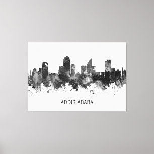 Toile Addis-Abeba Ethiopie skyline BW