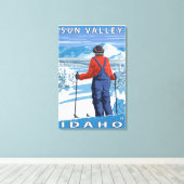 Toile Admirant Skier - Sun Valley, Idaho (Insitu (Plancher de Bois))