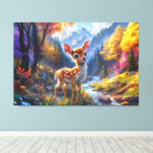 Toile Adorable Cerf de Bébé dans une forêt enchantée (Insitu (Plancher de Bois))