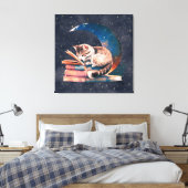 Toile Adorable Chat sur la Lune Lire un livre (Insitu(Chambre))
