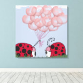 Toile Adorable Ladybug Avec Joli Bouquet De Balloon Rose (Insitu (Plancher de Bois))