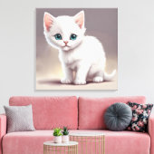 Toile adorable petit chaton blanc (Insitu(Salon))