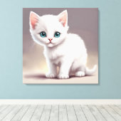 Toile adorable petit chaton blanc (Insitu (Plancher de Bois))