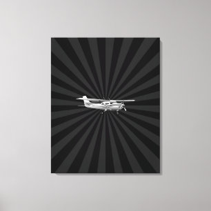 Toile Aéronef Cessna Silhouette Flying Black Burning